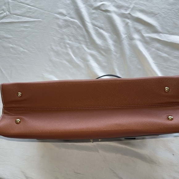 Lovevook Black, Cream, and Camel Tan Tote Bag Tablet Laptop Bag Gold Hardware - Picture 9 of 9